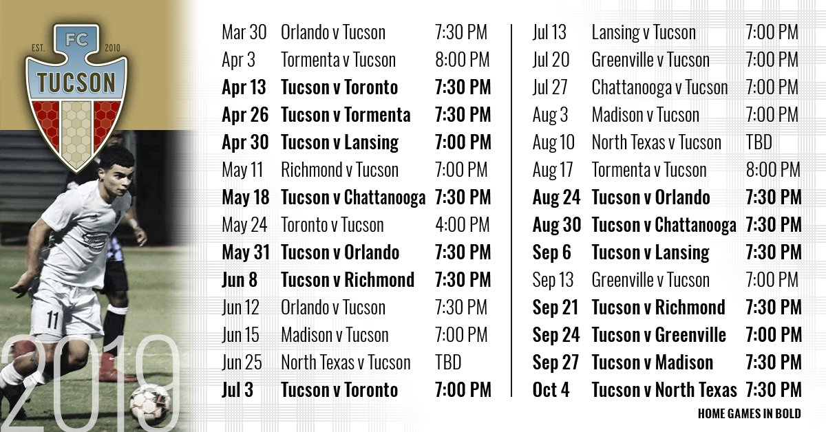 FC Tucson Releases 2019 Schedule